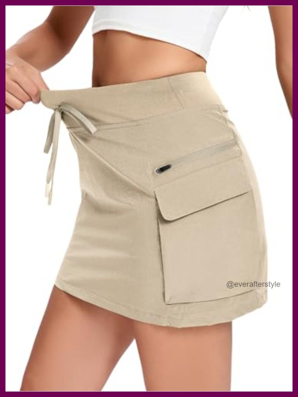 Cargo Skort Mini Skirt Built-in Shorts UPF 50+ Nylon Spandex High Waist